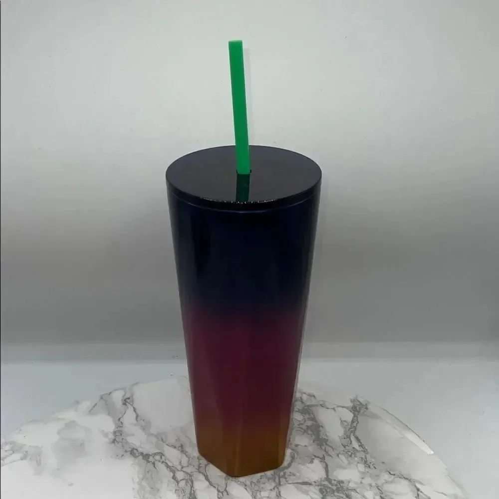 STARBUCKS 2022 Purple Pink Orange Ombre Stainless Steel 24 Oz Venti Cold Cup